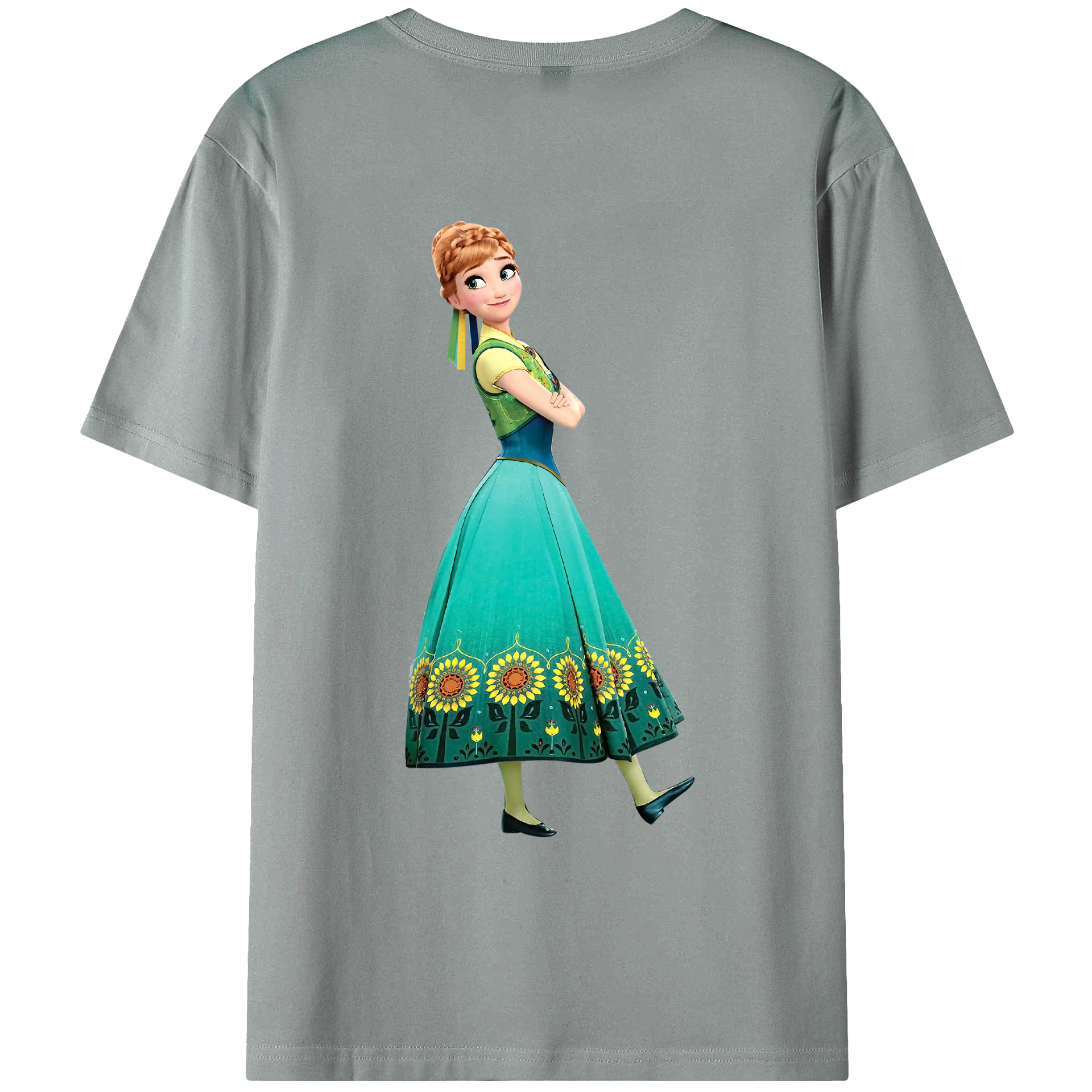 （画像用） アナと雪の女王 アンナ エルサ Frozen Anna Elsa 綿100％ メンズ半袖Tシャツ（バックプリント） 通気性